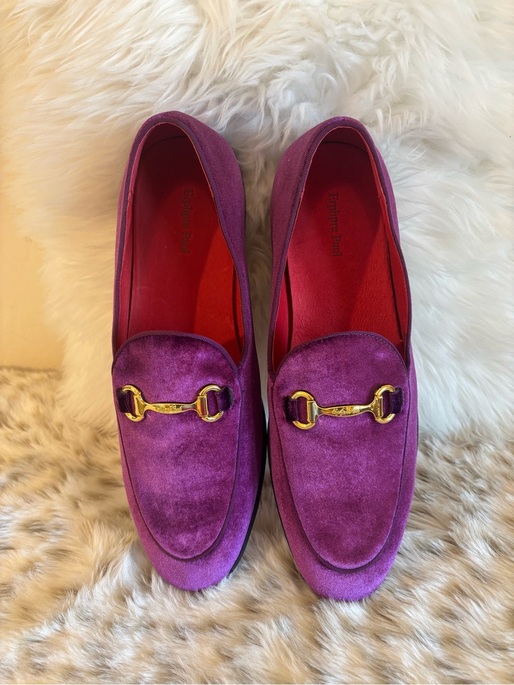 Erphre Paul purple velvet men’s loafers 48